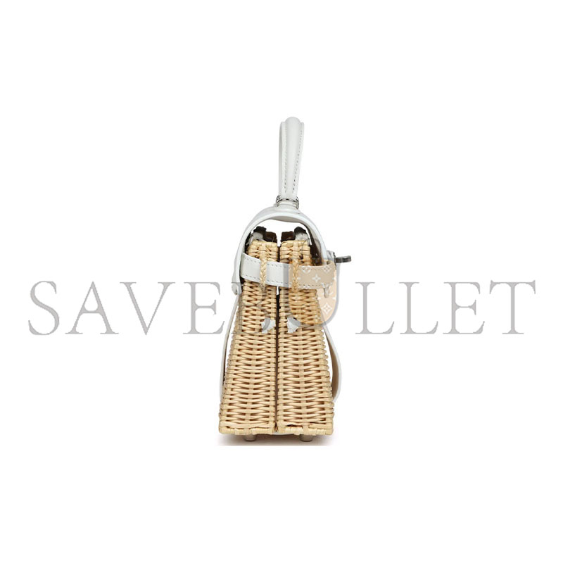 H**mes master mini picnic kelly 20 white swift palladium hardware (20*14*8cm)